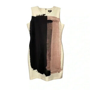 DKNY Women’s Multicolor Brushstroke Sleeveless Printed Sheath Dress